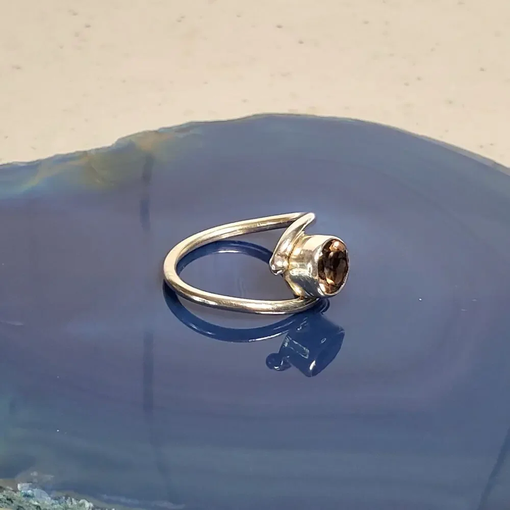 Unbranded .925 Sterling Silver Smoky Quartz Art Deco Ring - Picture 2 of 9